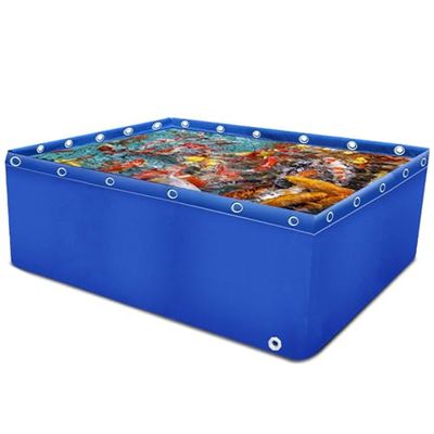 Foldable PVC Fish Pond with Drain Valve, Waterproof and Tear-Resistant