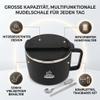 Double-Walled Stainless Steel Ramen Bowl with Phone Holder, 1,200 mL, Portable Soup Bowl for Office, Black view 3
