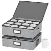 homyfort Coffee Mug Storage Box with Dividers, Lid, Handles, and Label Window, Holds 24 Cups view 1
