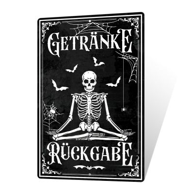 Putuo Decor Metal Sign Drink Return Black Humor with Skeleton