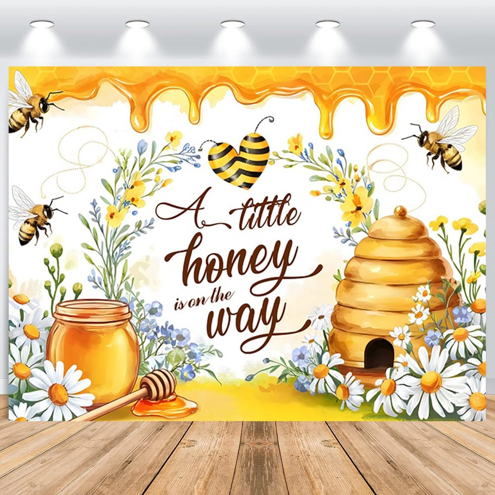 ASDCXZ Bee Baby Shower Photo Backdrop, 12 x 10 ft
