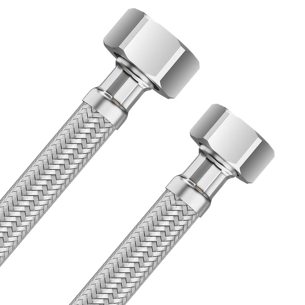 1/2" Female x 3/8" Female 304 Stainless Steel Flexible Hose, 50 cm