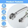 1/2" Female x 3/8" Female 304 Stainless Steel Flexible Hose, 50 cm view 3