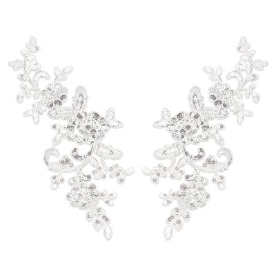 Letsinstyle 2 Pack 3D Flower Sequin Lace Appliqué
