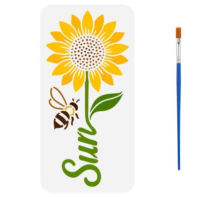 FINGERINSPIRE Sunflower Stencil for Painting with Brush 15x30cm