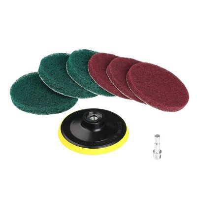 10.2 cm Drill Scrub Pads, 6 Pads with Holder and Quick-Change Hex Shank
