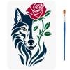 FINGERINSPIRE Rose Wolf Stencil with Brush 29.7x21cm view 1