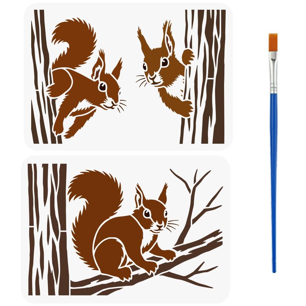 FINGERINSPIRE 2-Pack Squirrel Stencils