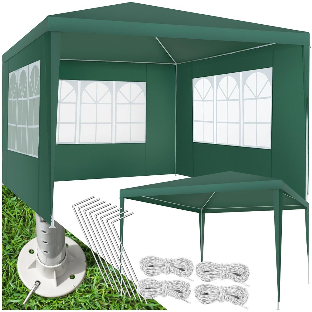 tectake 3 x 3 m Barinas Gazebo with Reinforced Frame, Green