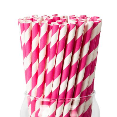 [100 pcs] Pink Paper Straws