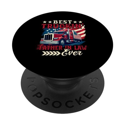 Best Truckin' Father-in-Law Ever Father's Day US Flag Driver Adhesive PopGrip