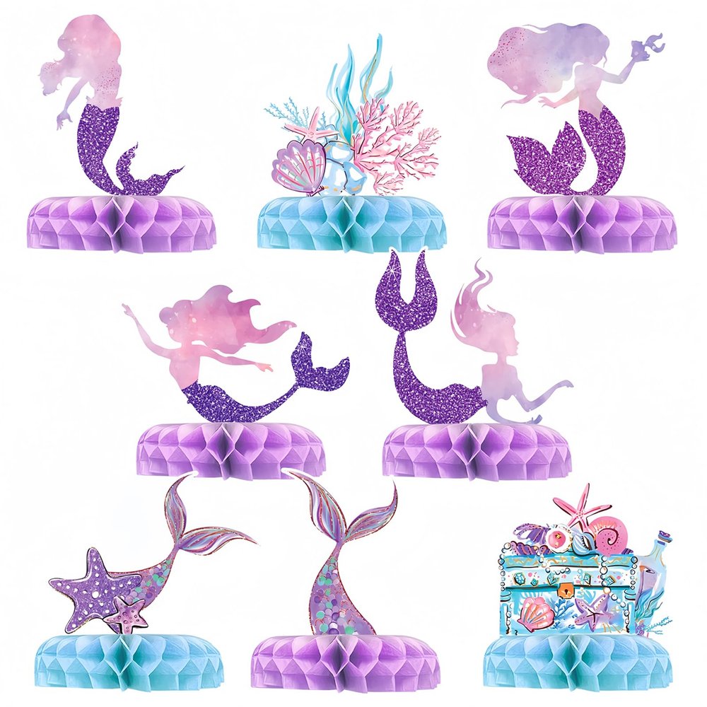 Torytoe 8-Piece Mermaid Birthday Decorations