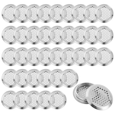 Round Ventilation Grilles, 2 in, Stainless Steel, 40-Pack
