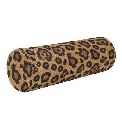 Small Brown Neck Pillow with Faux Glitter Leopard Pattern, Round Cylinder Neck Roll
