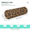 Small Brown Neck Pillow with Faux Glitter Leopard Pattern, Round Cylinder Neck Roll view 3