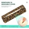 Small Brown Neck Pillow with Faux Glitter Leopard Pattern, Round Cylinder Neck Roll view 4