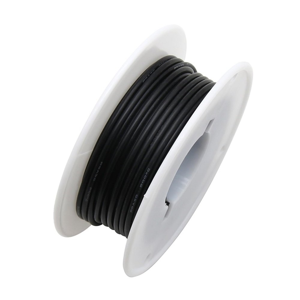 Flexible Silicone Wire, 22 AWG, 10 m per Roll, 2 Rolls, Black