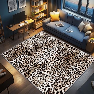 AevuCub Leopard Print Short-Pile Rug, 120 x 160 cm