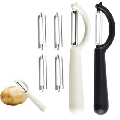 2-Piece Stainless Steel Peeler Set with 4 Replacement Blades