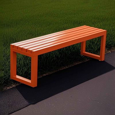 Generic Metal Garden Bench, Backless Park Bench, Weather-Resistant, Orange, 1.0 m