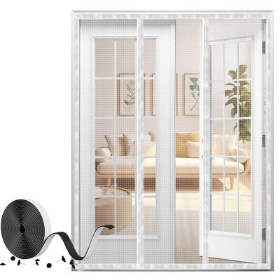 White Fiberglass Magnetic Screen Door, 175 x 210 cm
