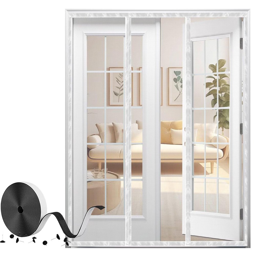 White Fiberglass Magnetic Screen Door, 175 x 210 cm