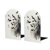 Wooden Bookends with Watercolor Bat Design view 1