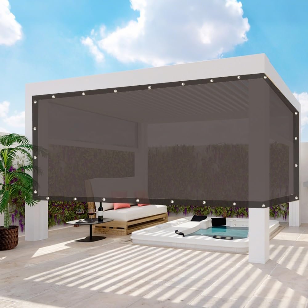 MTNBHH 90% Balcony Privacy Screen for Fences, Tear-Resistant Shade Net with Reinforced Edges, Durable Garden Privacy Panels for Yard, Garden, Plants and Greenhouses (Brown, 5 x 15 m/16.4 x 49.2 ft)