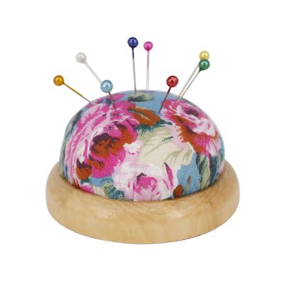 Sewing Needle Cushion with Wooden Base