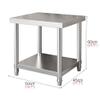 Stainless Steel Work Table, Double-Tiered Prep Table with Open Shelf and Adjustable Feet view 3