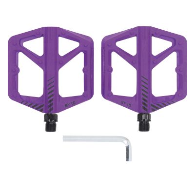 Enlarged Nylon Fiber Anti-Slip Flat Pedals for Road and Mountain Bikes, Purple
