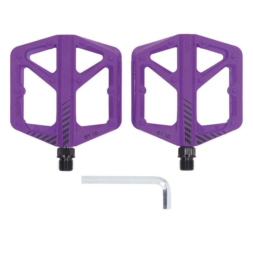 Enlarged Nylon Fiber Anti-Slip Flat Pedals for Road and Mountain Bikes, Purple