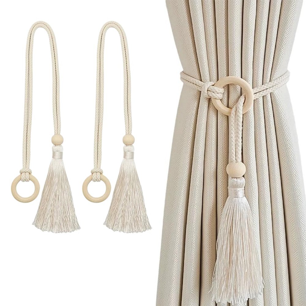 2-Pack Wooden Curtain Holders