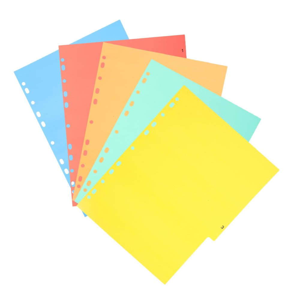 A4 11-Hole Index Dividers, 5-Piece PP Set for Binders