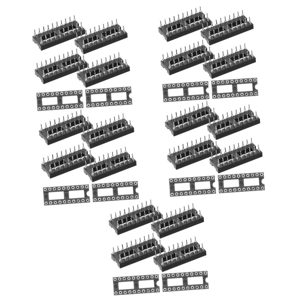 Cabilock 5 Sets Double-Row DIP IC Sockets, Gold-Plated Copper, Black, 6 Pcs. × 5