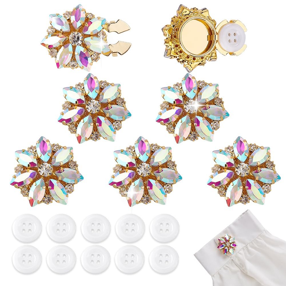AHANDMAKER 6-Piece Rhinestone Cufflink Set