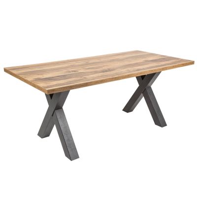 MONTREAL Dining Table 180 cm - Black/Natural - Oak Wood - Sturdy
