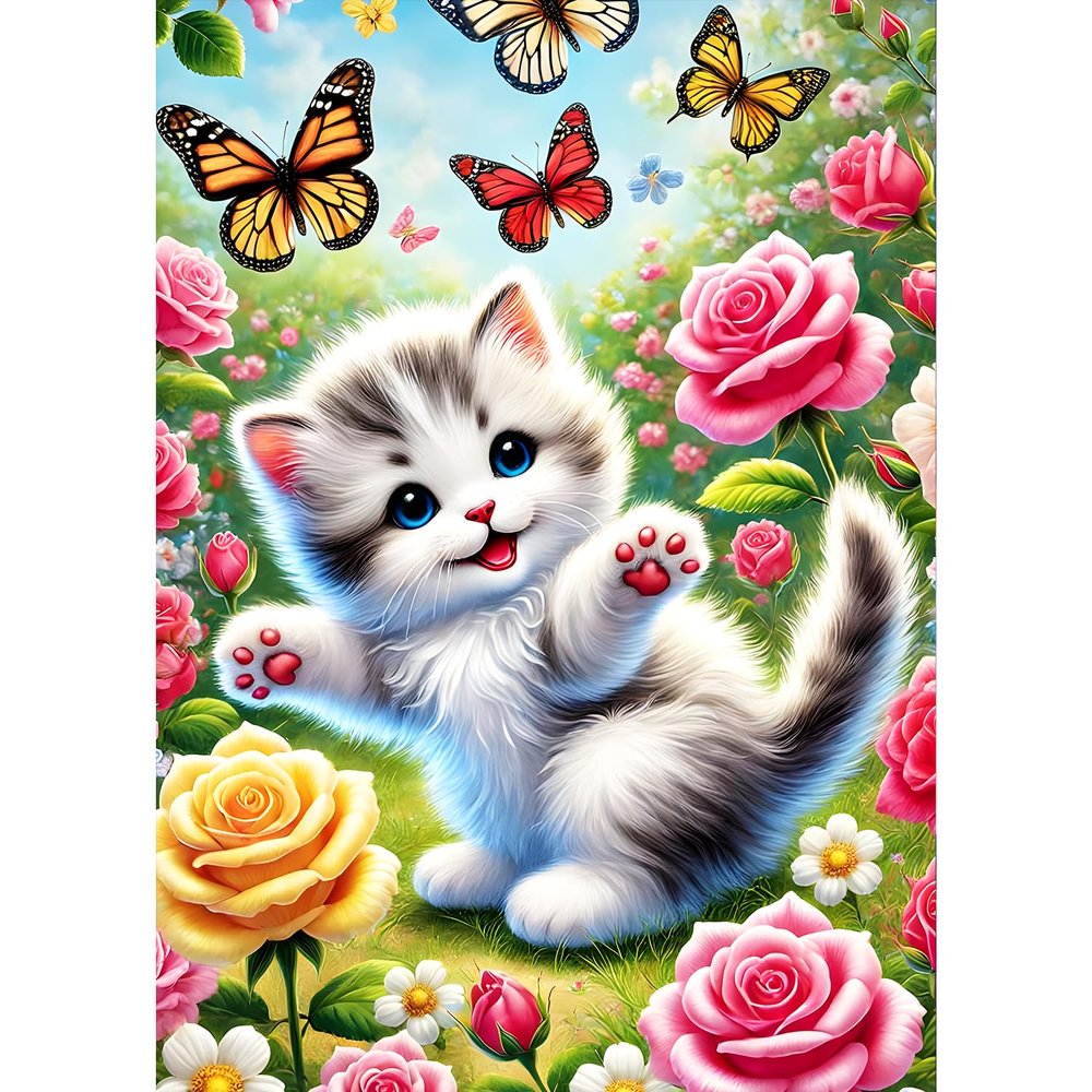QQYRHN 5D Cute Kitten Diamond Painting Kit