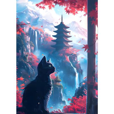 QQYRHN 5D Black Cat Diamond Painting Kit