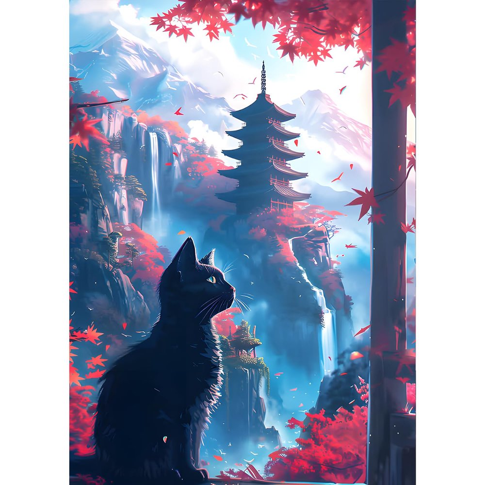 QQYRHN 5D Black Cat Diamond Painting Kit