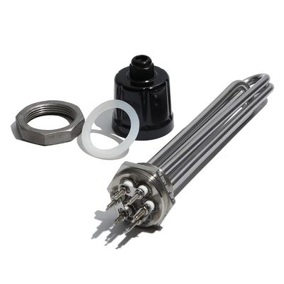 LIUCH 304 Stainless Steel DN40 Tubular Water Heating Element, 220/380 V, 3/4.5/6/9/12 kW, with Nut and Internally Threaded Sleeve