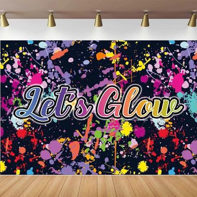 Let Glow Neon Photography Backdrop, Glow-in-the-Dark Paint Splatter, 200 x 140 cm