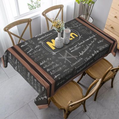 FKGKDF Rectangular Math-Themed Printed Tablecloth, Washable