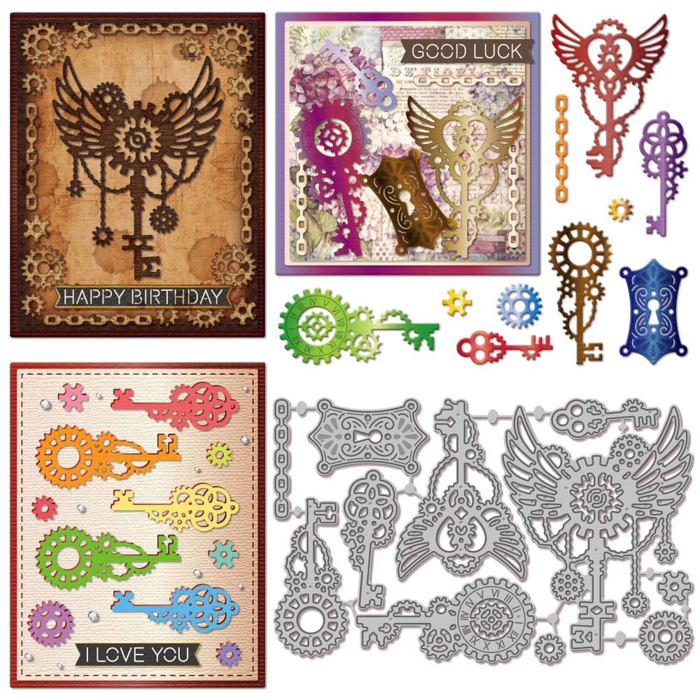 GLOBLELAND Steampunk Keyhole Metal Dies for Card Making