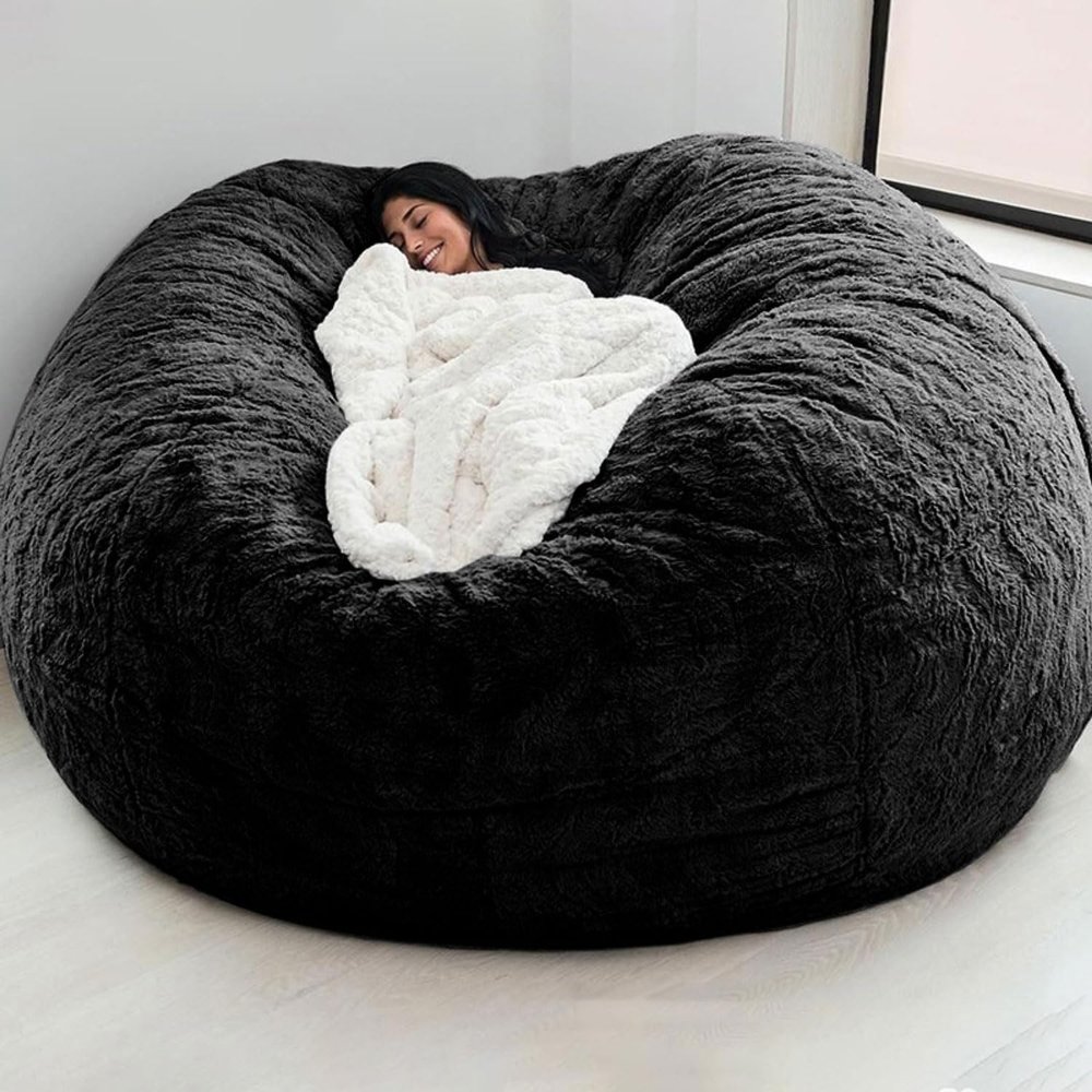GWFBLID Classic Faux-Fur Bean Bag Chair Cover, Without Filling