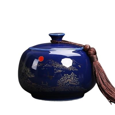 GEK208130 Ceramic Tea Canister with Airtight Lid, Blue