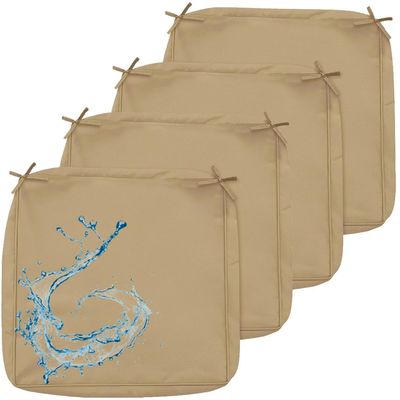 JORTUIO Outdoor Sofa Cushion Covers, 4-Pack, Khaki, 48 x 48 x 10 cm