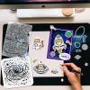 GLOBLELAND Space Comic Cats Silicone Stamps and Dies Set view 3