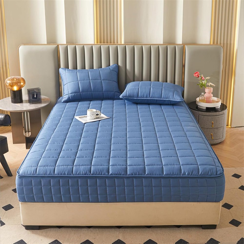 Quilted Mattress Protector with Zipper, 360° Encasement, Washable and Removable, E-200 200 + 30 cm