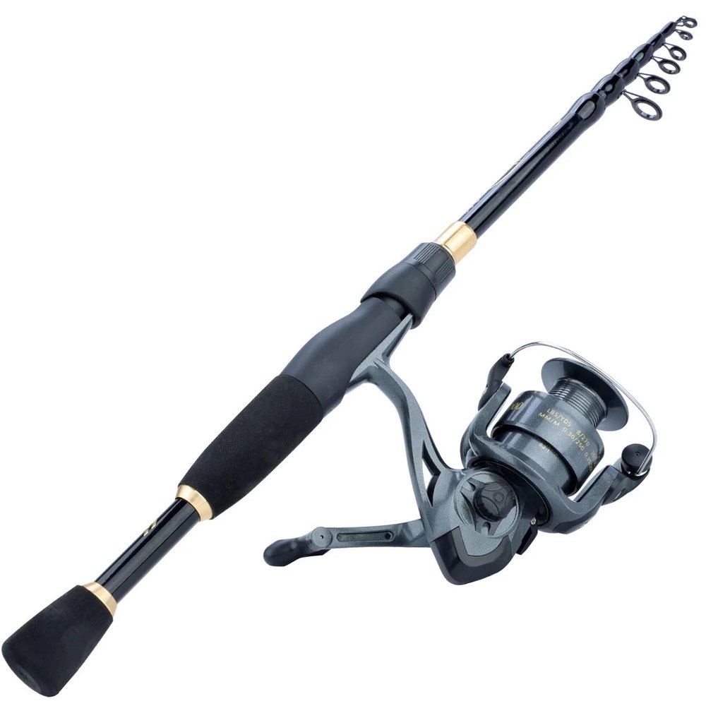 ZWCSHUU Telescopic Fishing Rod and Spinning Reel Combo, 1.8/2.1/2.4 m Carbon Fiber Rod, 3000 Reel